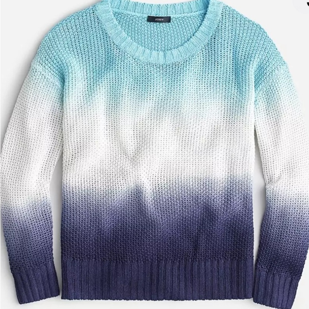 Jcrew 100% linen dip dyed raw indigo beach sweater large